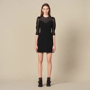 Sandro size 36 black short dress with insert